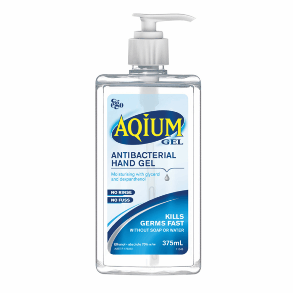 AQIUM HAND SANITISER GEL 375ML (PUMP)